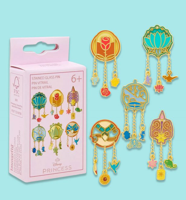Disney Princess Icons Hanging Charms Mystery Box Pin
