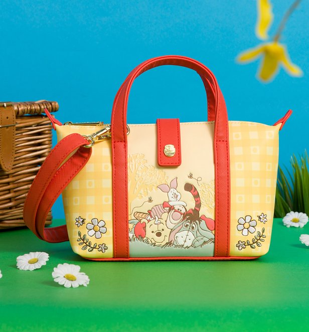 Loungefly Disney Winnie the Pooh Floral Gingham Crossbody Bag Loungefly Disney Winnie the Pooh Floral Gingham Crossbody Bag