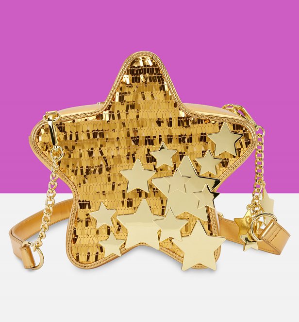 Loungefly Figural Gold Stars Sequin Crossbody Bag