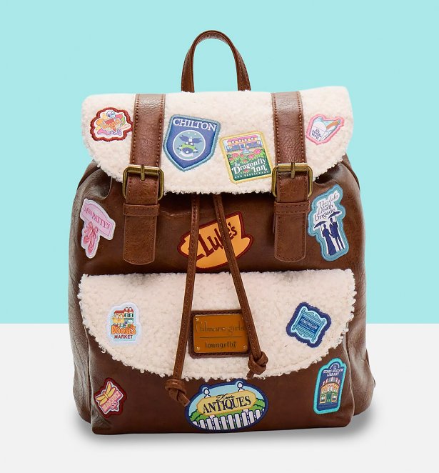 Loungefly Gilmore Girls Patches Sherpa Trim Mini Backpack