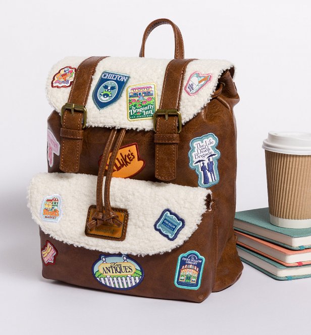 Loungefly Gilmore Girls Patches Sherpa Trim Mini Backpack Loungefly Gilmore Girls Patches Sherpa Trim Mini Backpack