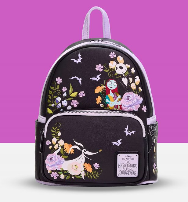 Loungefly Disney The Nightmare Before Christmas Jack, Sally and Zero Floral Mini Backpack Loungefly Disney The Nightmare Before Christmas Jack, Sally and Zero Floral Mini Backpack
