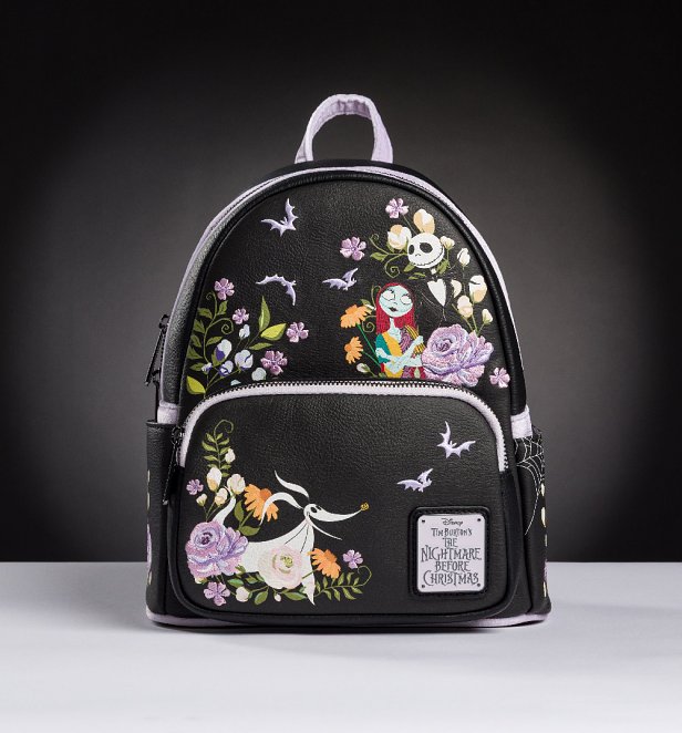 Loungefly Disney The Nightmare Before Christmas Jack, Sally and Zero Floral Mini Backpack Loungefly Disney The Nightmare Before Christmas Jack, Sally and Zero Floral Mini Backpack