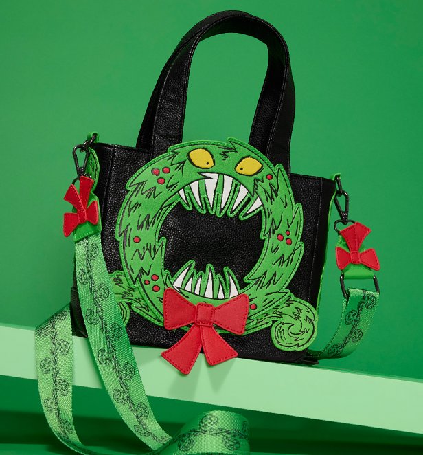 Loungefly Disney Nightmare Before Christmas Man-Eating Wreath Mini Tote Crossbody Bag