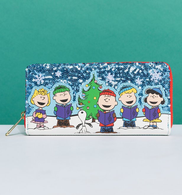 Loungefly Peanuts Charlie Brown & Friends Caroling Sequin Wallet Loungefly Peanuts Charlie Brown & Friends Caroling Sequin Wallet