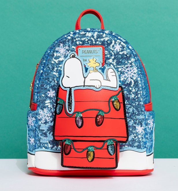 Loungefly Peanuts Holiday & Snow Sequin Mini Backpack Loungefly Peanuts Holiday & Snow Sequin Mini Backpack