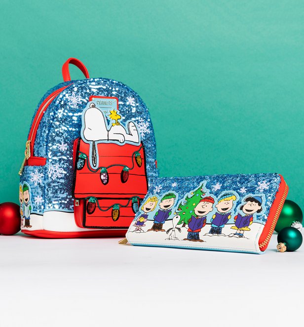 Loungefly Peanuts Holiday & Snow Sequin Mini Backpack