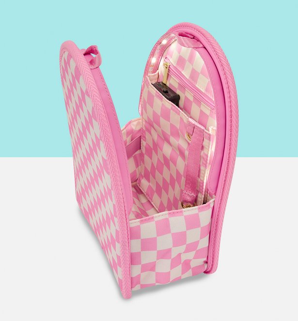 Loungefly Pink Checkerboard Light Up Mini Backpack Insert Organiser Loungefly Pink Checkerboard Light Up Mini Backpack Insert Organiser