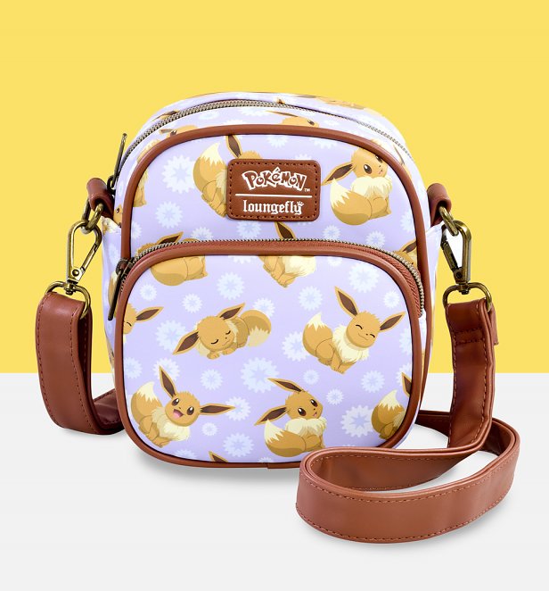 Loungefly Pokemon Eevee All Over Print Passport Crossbody Bag Loungefly Pokemon Eevee All Over Print Passport Crossbody Bag