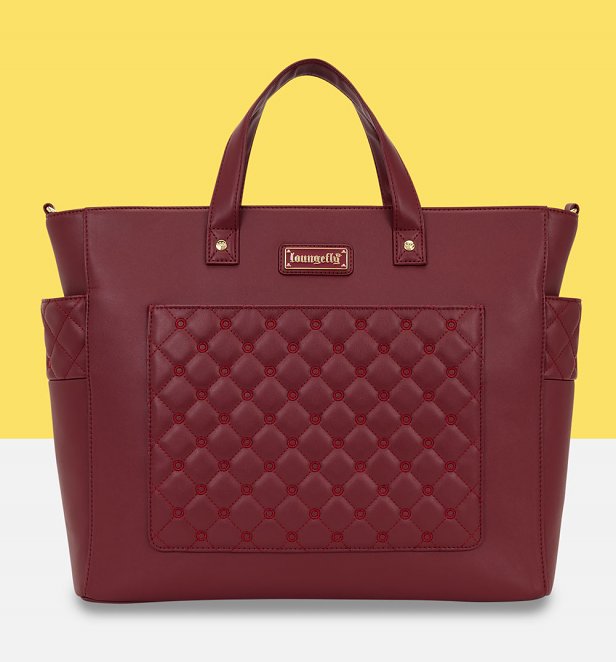 Loungefly Red Pin Trader Convertible Tote Bag Loungefly Red Pin Trader Convertible Tote Bag