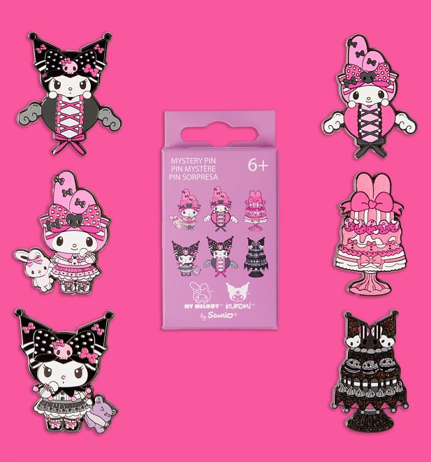 Loungefly Sanrio My Melody And Kuromi Pink And Black Blind Box Pins