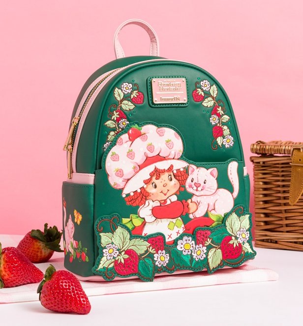 Loungefly Strawberry Shortcake Custard & Strawberry Embroidered Mini Backpack