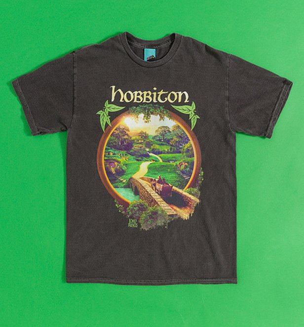 The Lord Of The Rings Hobbiton Vintage Wash Charcoal T-Shirt