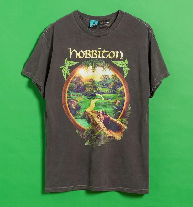 The Lord Of The Rings Hobbiton Vintage Wash Charcoal T-Shirt