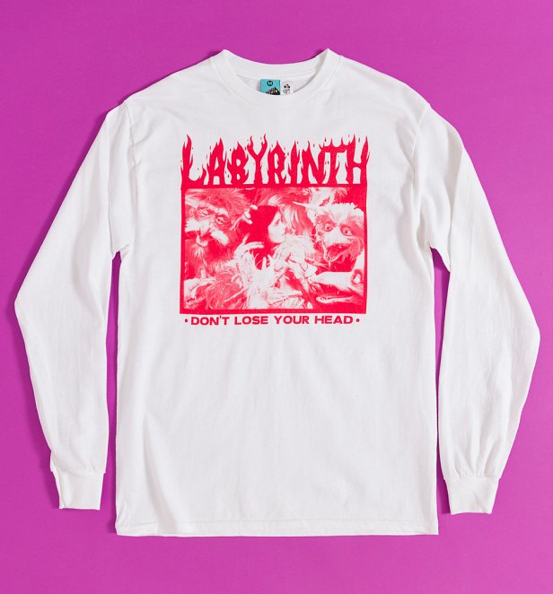 Labyrinth Fireys Flame Logo White Long Sleeve T-Shirt Labyrinth Fireys Flame Logo White Long Sleeve T-Shirt