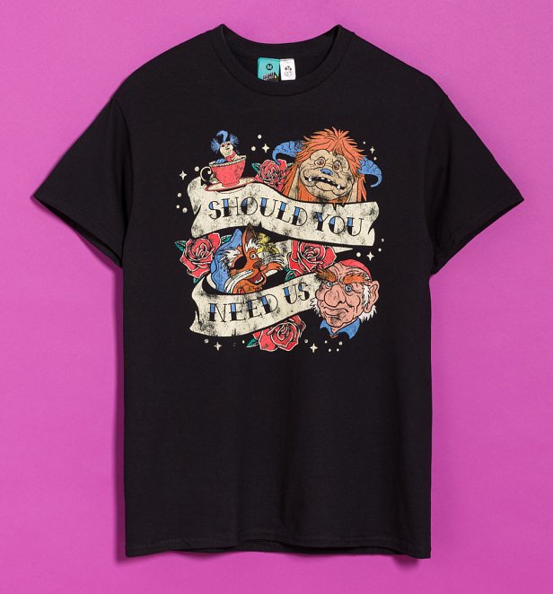 Labyrinth Should You Need Us Tattoo Scroll Black T-Shirt Labyrinth Should You Need Us Tattoo Scroll Black T-Shirt
