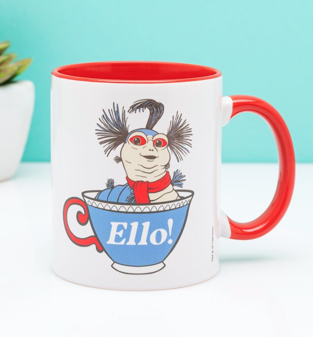 Labyrinth Worm Ello Red Handle Mug Labyrinth Worm Ello Red Handle Mug