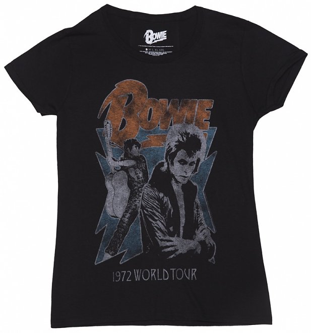 Women's Black David Bowie 1972 World Tour TShirt