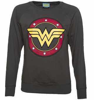 Women's Charcoal Wonder Woman Circle Logo Sweater Women's Charcoal Wonder Woman Circle Logo Sweater