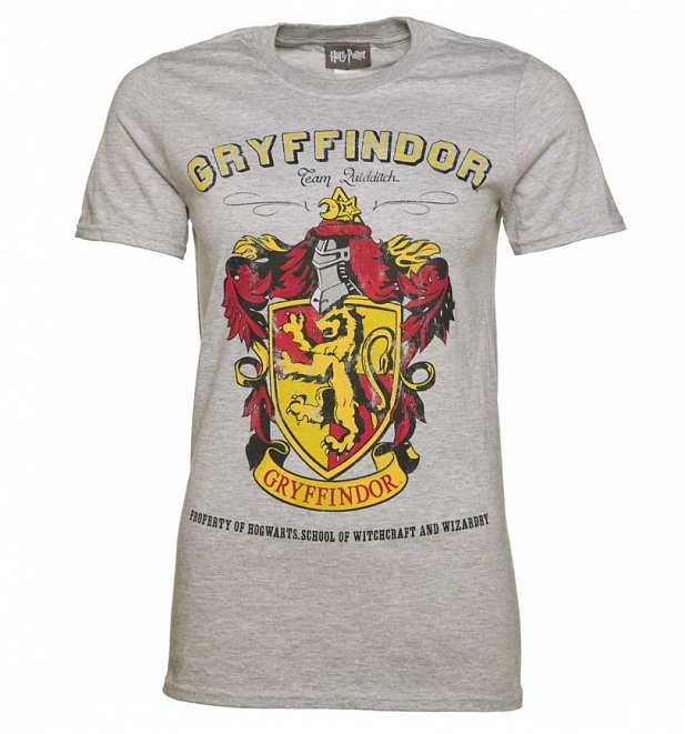 Womens Grey Harry Potter Gryffindor Team Quidditch T Shirt