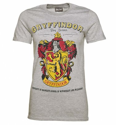Women's Grey Harry Potter Gryffindor Team Quidditch T-Shirt Women's Grey Harry Potter Gryffindor Team Quidditch T-Shirt