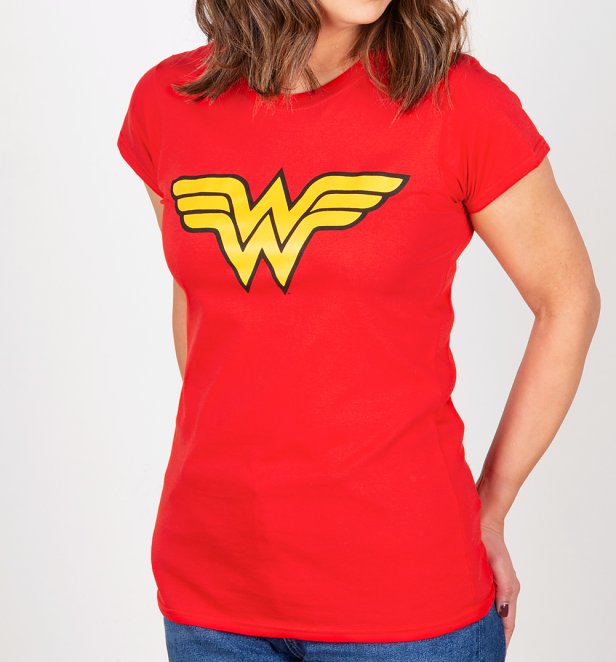 Womens Red Wonder Woman Logo T Shirt 9420