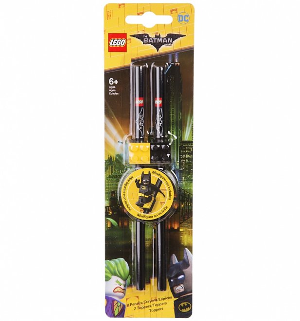 LEGO Batman Set of 2 Pencils with Toppers LEGO Batman Set of 2 Pencils with Toppers