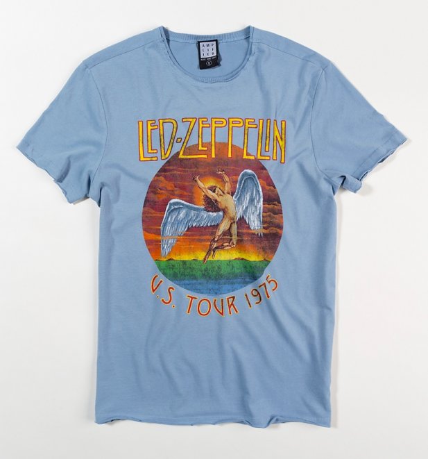 Light Blue Led Zeppelin US Tour 1975 T-Shirt from Amplified