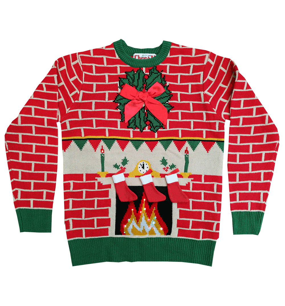 Light Up Fireplace Knitted Christmas Jumper from Cheesy Christmas Jumpers Light Up Fireplace Knitted Christmas Jumper from Cheesy Christmas Jumpers