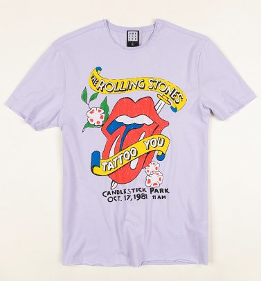 Lilac Rolling Stones Tattoo T-Shirt from Amplified Lilac Rolling Stones Tattoo T-Shirt from Amplified