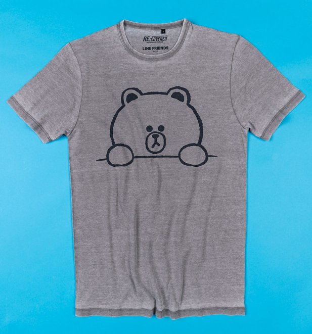 Line Friends Brown Outline Vintage Grey T-Shirt from Recovered