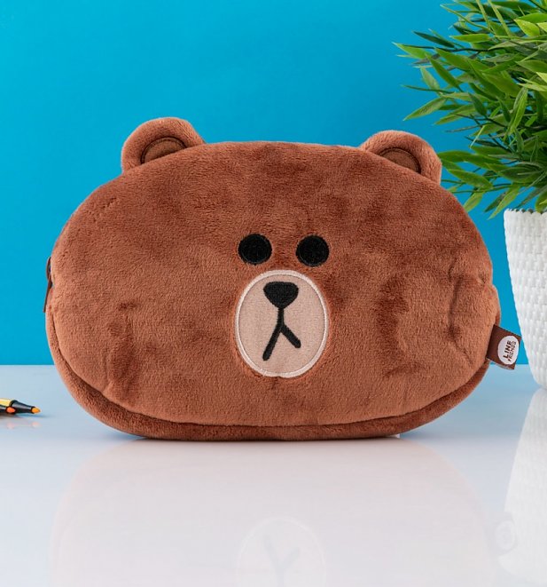 Line Friends Brown Plush Pencil Case Line Friends Brown Plush Pencil Case