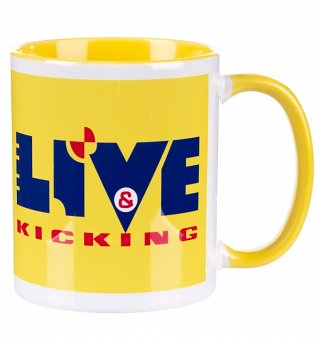 Live And Kicking Yellow Handle Mug Live And Kicking Yellow Handle Mug