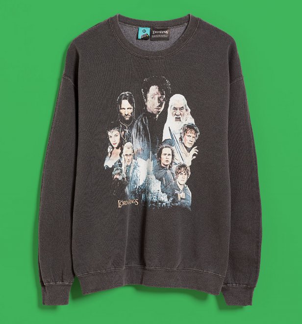 The Lord Of The Rings Fellowship Vintage Wash Charcoal Sweater The Lord Of The Rings Fellowship Vintage Wash Charcoal Sweater