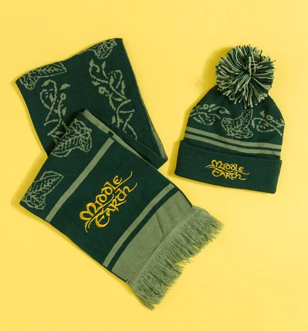 The Lord Of The Rings Middle Earth Knitted Bobble Hat and Scarf Set