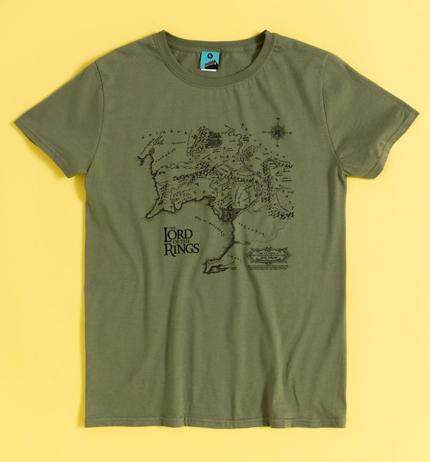 Lord Of The Rings Middle Earth Map Khaki T-Shirt