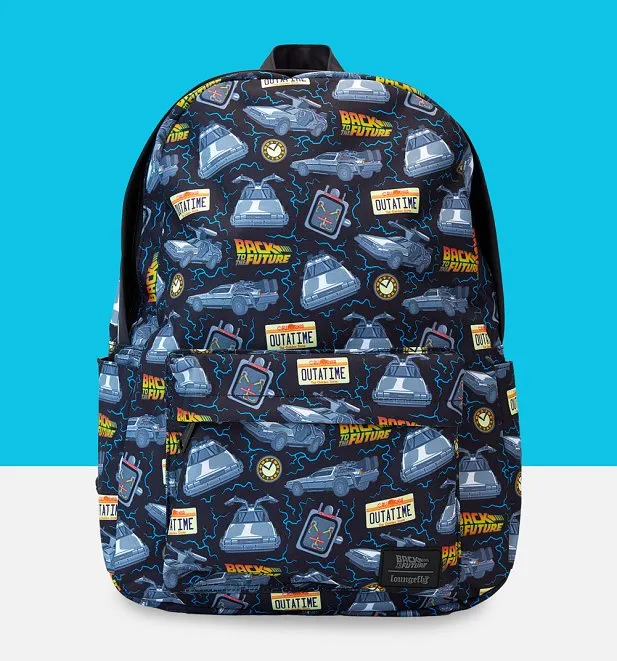 ☆Loungefly☆Back To The Future 40周年 総柄バックパック ☆Loungefly☆Back To The Future 40周年 総柄バックパック