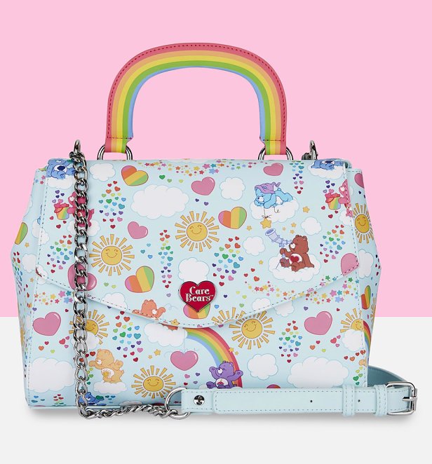 Loungefly Care Bears All Over Print Rainbow Handle Crossbody Bag