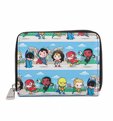 Loungefly DC Superheros Chibi Lineup Zip Around Wallet Loungefly DC Superheros Chibi Lineup Zip Around Wallet