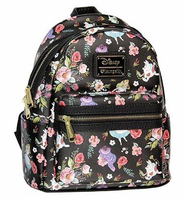 Loungefly Disney Alice In Wonderland Floral All Over Print Black Mini Backpack Loungefly Disney Alice In Wonderland Floral All Over Print Black Mini Backpack