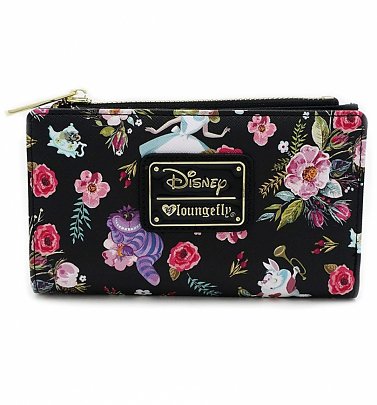 Loungefly Disney Alice In Wonderland Floral All Over Print Black Zip Around Wallet Loungefly Disney Alice In Wonderland Floral All Over Print Black Zip Around Wallet