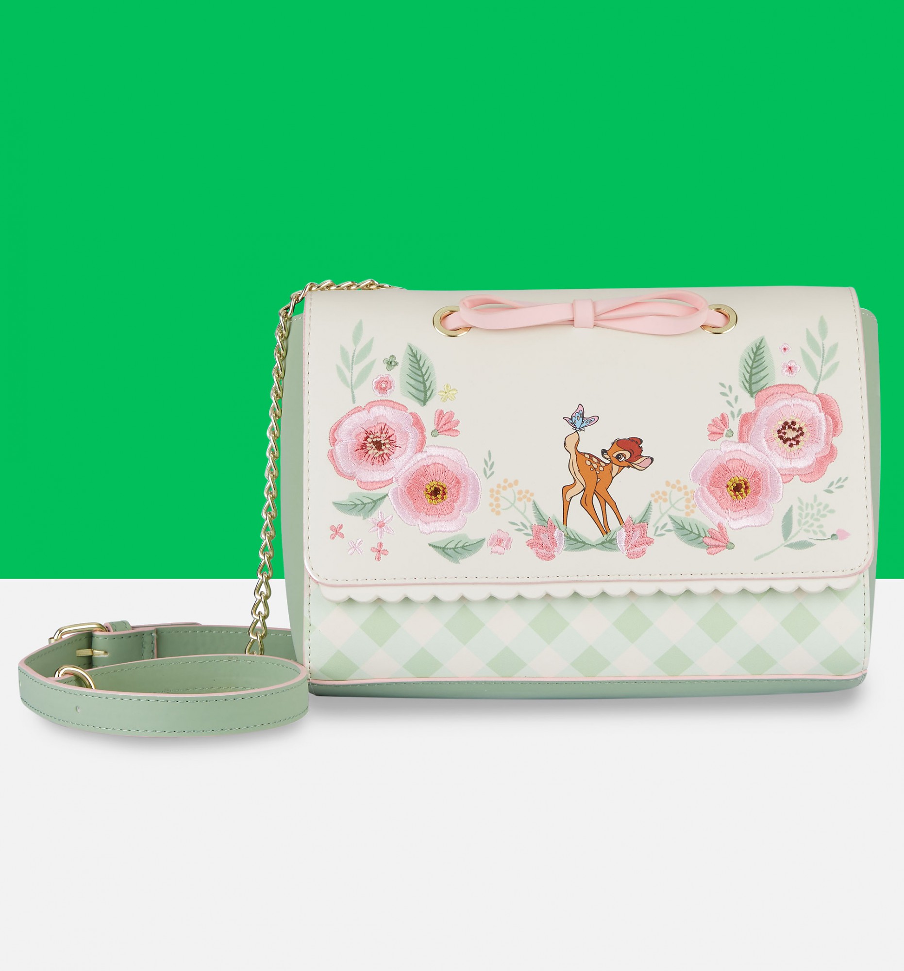 Loungefly Disney Bambi Spring Time Gingham Crossbody Bag
