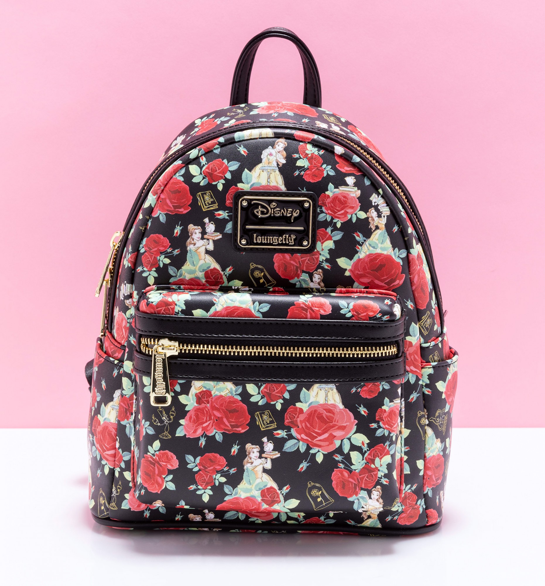 Loungefly Disney Beauty And The Beast All Over Print Belle Roses Mini Backpack