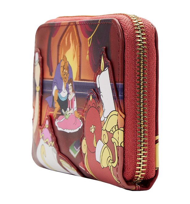 Loungefly Disney Beauty And The Beast Fireplace Scene Zip Around Wallet