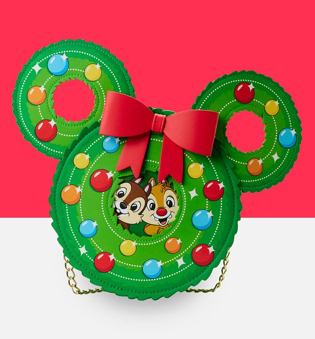 Loungefly Disney Chip 'N Dale Wreath Figural Crossbody Bag