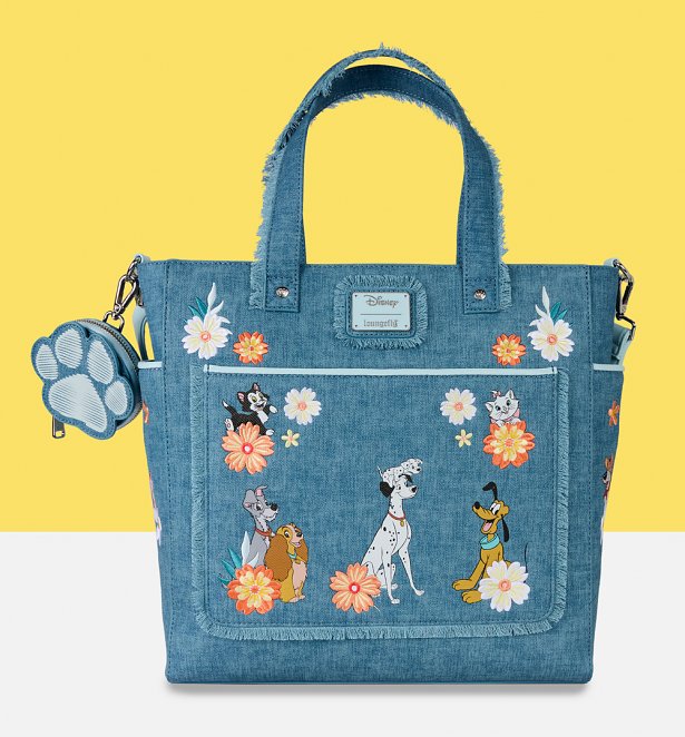 Loungefly Disney Dogs & Cats Denim Convertible Tote Bag with Coin Bag Loungefly Disney Dogs & Cats Denim Convertible Tote Bag with Coin Bag