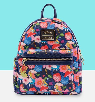 Loungefly Disney LASR Alice In Wonderland Flowers All Over Print Mini Backpack