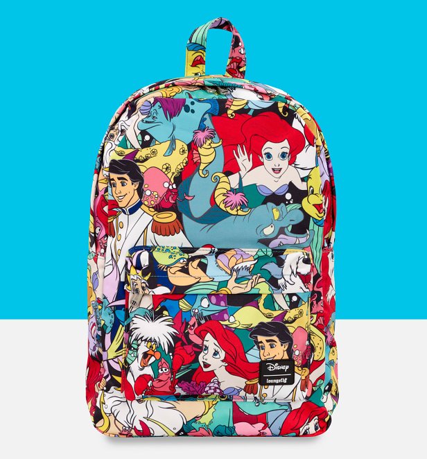 Loungefly Disney Little Mermaid Ariel Characters All Over Print Nylon Backpack