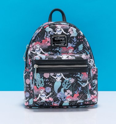 Loungefly Disney Little Mermaid Ariel Floral All Over Print Mini Backpack Loungefly Disney Little Mermaid Ariel Floral All Over Print Mini Backpack