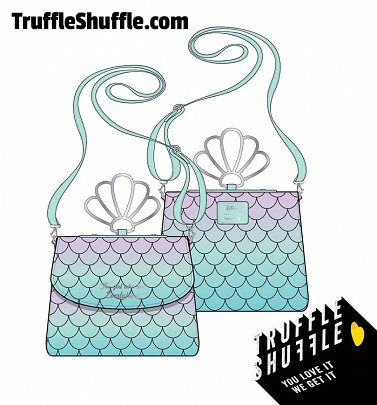 Loungefly Disney Little Mermaid Ombre Scales Shell Handle Crossbody Bag Loungefly Disney Little Mermaid Ombre Scales Shell Handle Crossbody Bag